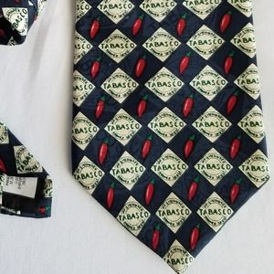 TABASCO 100% Silk tie Tabasco Sauce like new usa